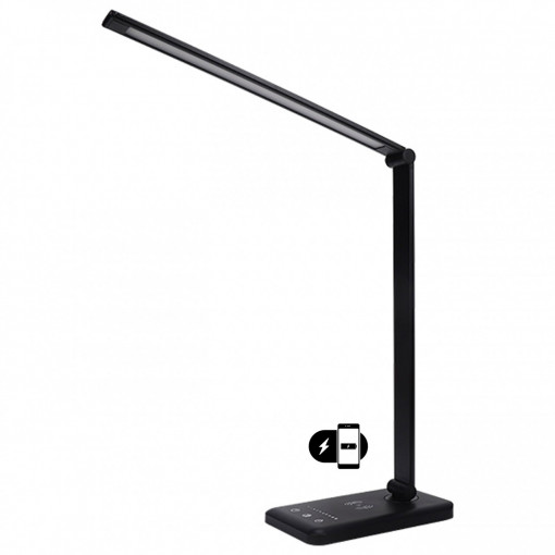 Lampa de birou LED Wise KL148008, cu intrerupator touch, 7W, 670lm, lumina calda, neutra, rece, neagra, IP20, Klausen