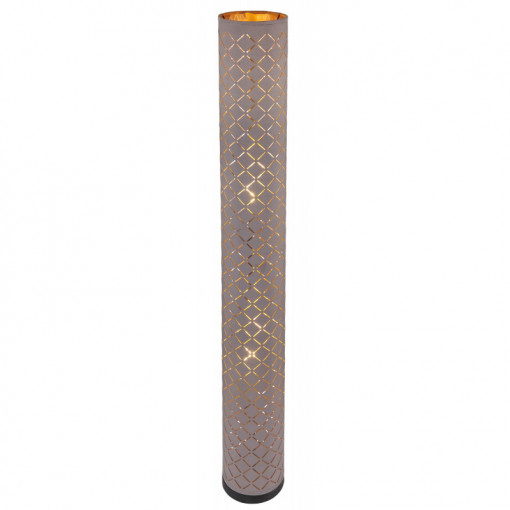Lampadar metal negru mat, textil gri, cablu textil șampanie, 2 becuri, dulie E27, 15584S1, Globo