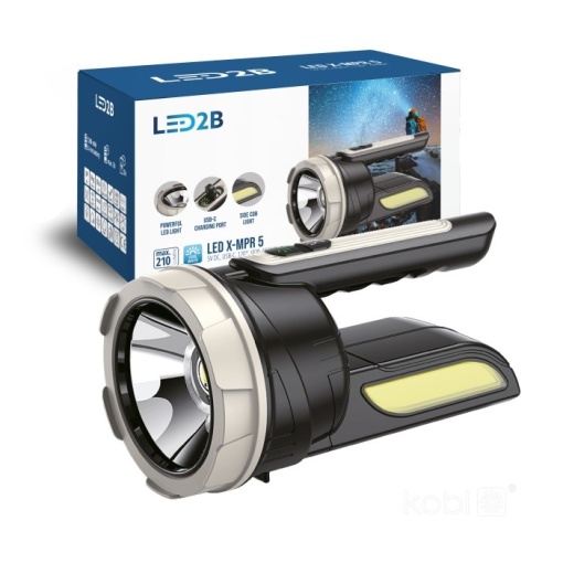 Lanterna LED X-MPR 5, 2x3W, lumina rece (6000 K), lumina dubla, 3 moduri, neagra, Kobi