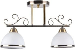Lustra Iron, 2 becuri, dulie E27, alba, bronz, metal, sticla, Klausen [1]- savelectro.ro