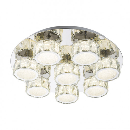 Plafoniera LED Amur 49350D5, 64W, 4580lm, lumina neutra, IP20, crom+transparenta, Globo Lighting