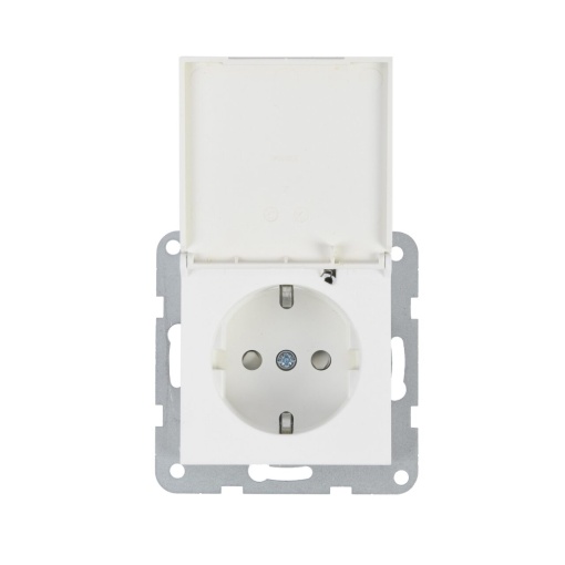 Priza simpla cu impamantare si capac, protectie copii, 16A, IP20, Seashell, Panasonic Karre Plus 55 Soft Touch