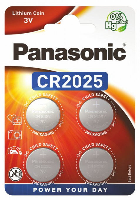 Set 4 baterii CR2025, Panasonic