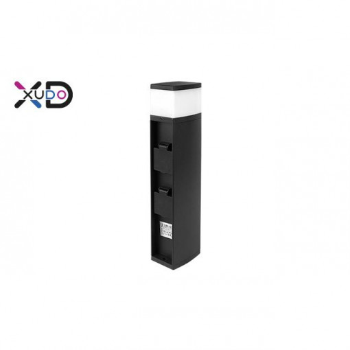 Stalp pentru exterior Xudo, 40 cm, 2 prize cu impamantare, 1xG9, negru+alb