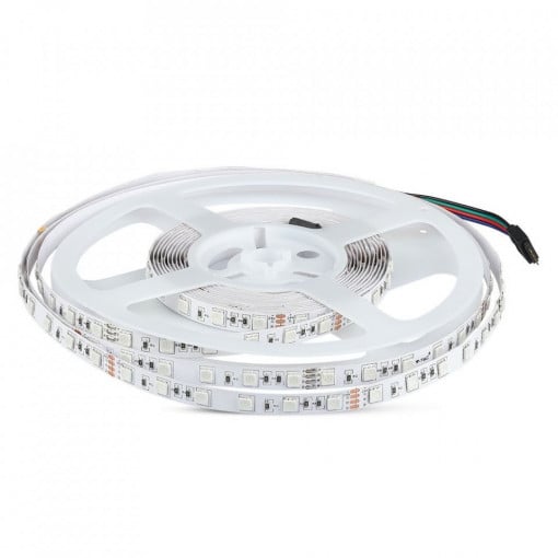 Banda led SMD 5050 V-TAC, RGB , 7W/m, 900lm/m, 60 leduri/m, 24V, IP20