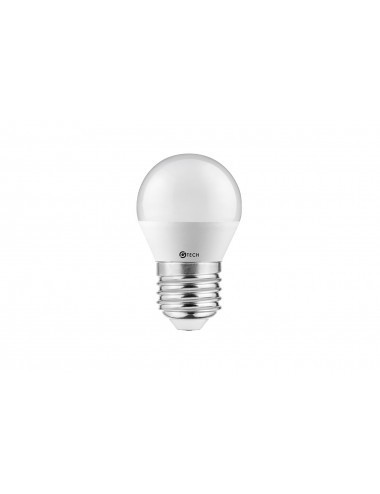 Bec LED sferic 6W(43W) GTV, G45, E27, 470 lm, lumina calda (3000 K), clasa energetica F