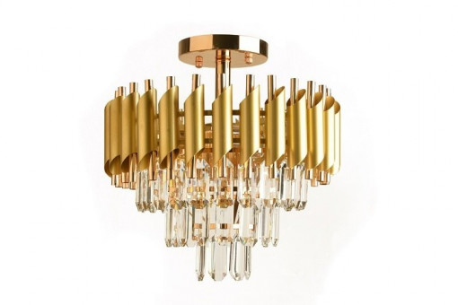 Candelabru Mirrage, 5 becuri, dulie E14, auriu, transparent, metal, sticla, Klausen [1]- savelectro.ro
