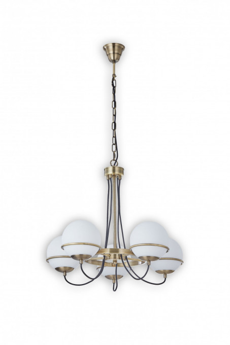 Candelabru Serinity, 5 becuri, dulie E14, alb, negru si auriu, metal, sticla, Klausen [1]- savelectro.ro