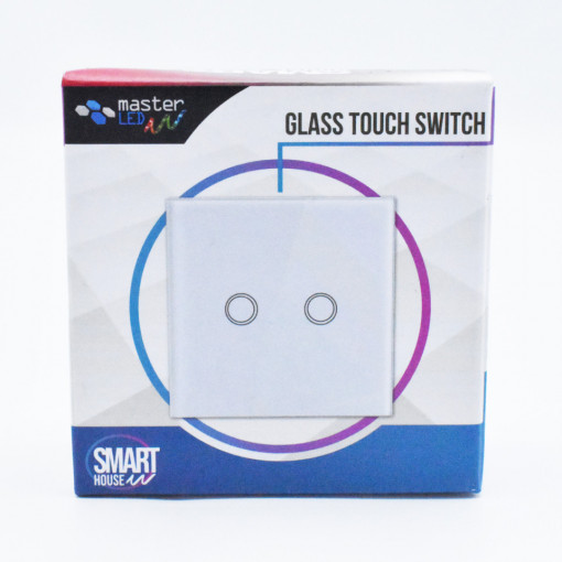 Intrerupator Touch Dublu, sticla securizata, IP45, alb, Smart House, Masterled