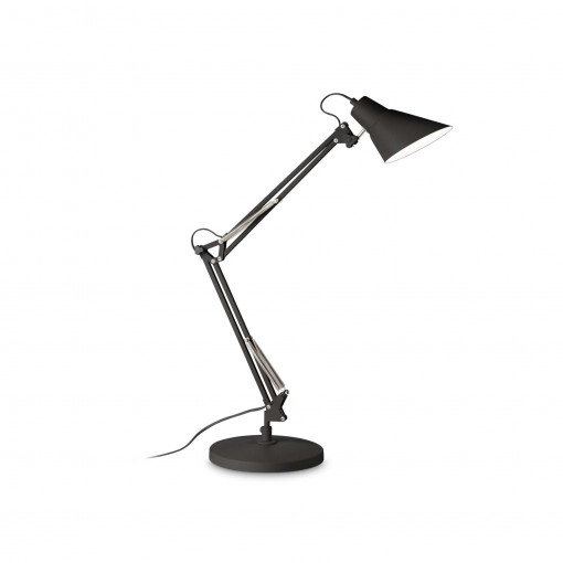 Lampa de birou Sally Total 265285, cu intrerupator, 1xE27, neagra, IP20, Ideal Lux