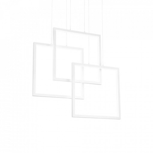 Lustra LED Frame 253596, 80W, 8600lm, lumina calda, IP20, alba, Ideal Lux