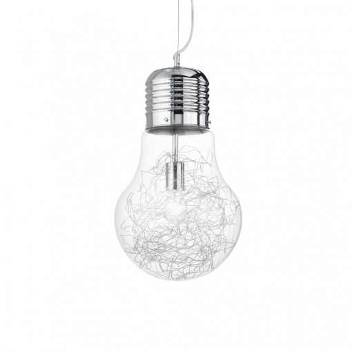 Pendul Luce Max 033662, 1xE27, crom+transparent, IP20, Ideal Lux