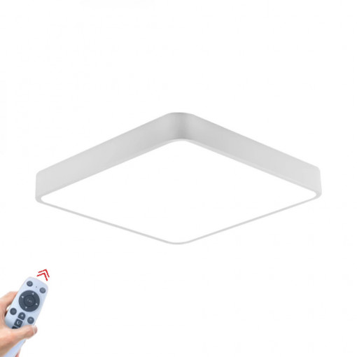 Plafoniera LED Blade BR-BH16-05290, patrata cu telecomanda, 45W, 3680lm, lumina calda+neutra+rece, IP20, alba, Braytron Plus