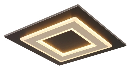 Plafoniera LED patrata Globo Lighting, JAYDEN 24W, 680 lm, lumina calda (3000K), IP20, negru/champagne/maro inchis