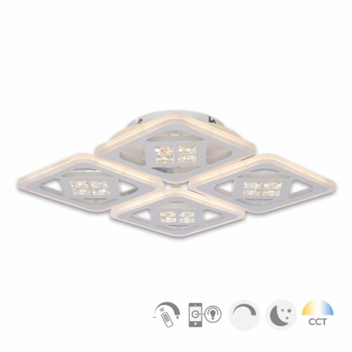 Plafoniera LED Smart Maros KL151043, dimabila, cu telecomanda, 92W, 7600lm, lumina calda+neutra+rece, IP20, alba, Klausen