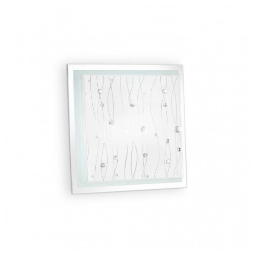 Plafoniera OCEAN PL2, metal, sticla, alb, transparent, 2 becuri, dulie E27, 081434, Ideal Lux