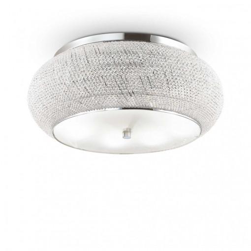 Plafoniera PASHA' PL14, metal, cristale, crom, 14 becuri, dulie E14, 164991, Ideal Lux