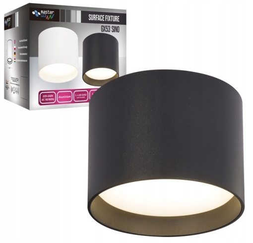 Plafoniera rotunda, GX53, 82x60mm, neagra, Masterled