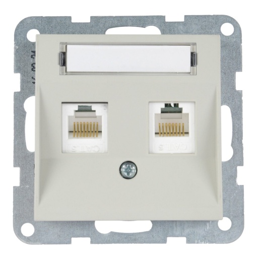 Priza dubla internet cat 5E, IP20, Sandstone, Panasonic Karre Plus 55 Soft Touch