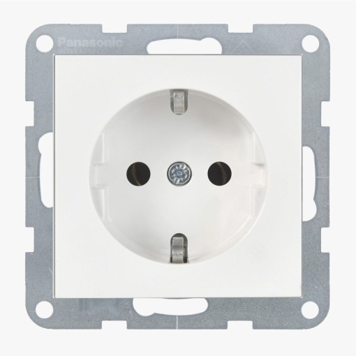Priza simpla cu impamantare 16A, IP20, Alb, Panasonic Karre Plus 55