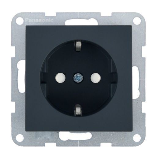 Priza simpla cu impamantare, protectie copii, 16A, IP20, Night, Panasonic Karre Plus 55 Soft Touch [1]- savelectro.ro