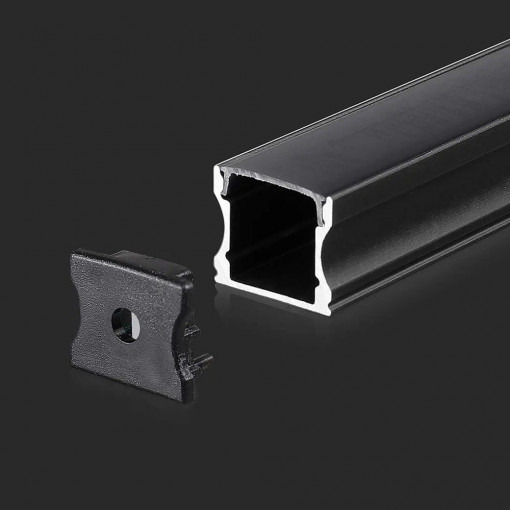 Profil aluminiu banda led, aplicat, inaltime ridicata, negru, 2 metri, V-TAC