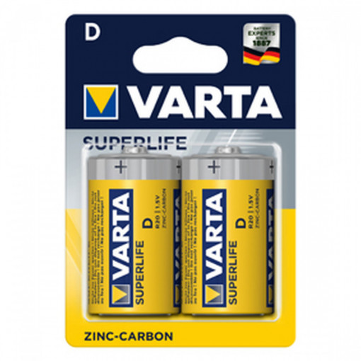 Set 2 baterii R20 Varta Superlife, Zinc Carbon