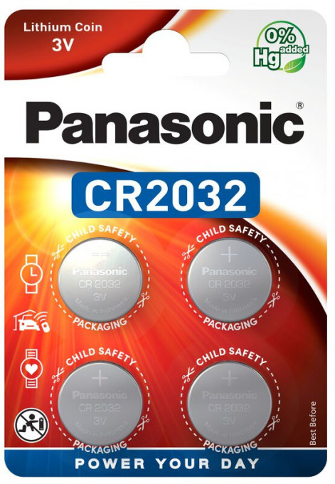 Set 4 baterii CR2032, Panasonic