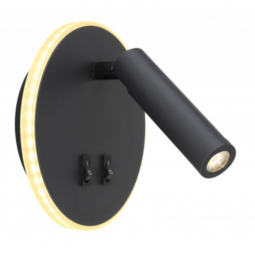 Aplica metal negru/grafit, dispersor alb, 2 intrerupatooare independente, 280lm, lumina calda (3000K), 78405S, Globo