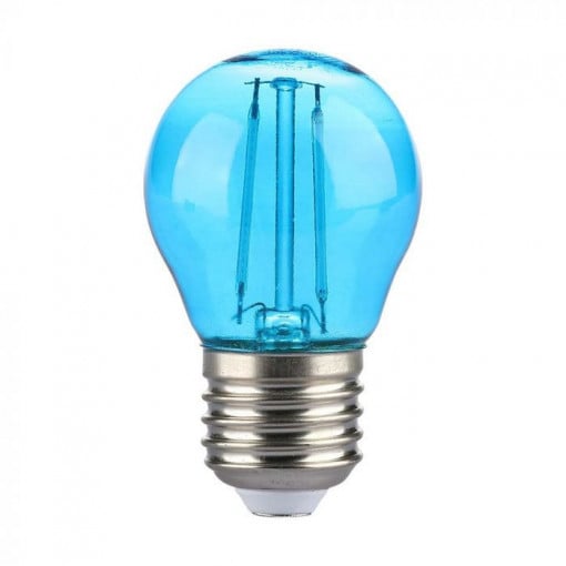 Bec led filament 2W(10W), dulie E27, forma G45, sticla albastra, V-TAC