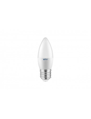 Bec LED lumanare 6W(43W) GTV, C30, E27, 520 lm, lumina calda (3000K), clasa energetica F