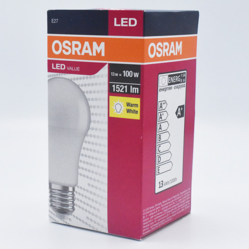 Bec LED opal 13W (100W), E27, 1521 lm, lumina calda (2700K), Osram