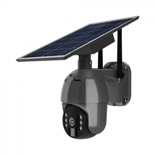 Camera HD Smart PTZ cu Panou Solar și Senzor Corp Negru, 360 Grade, IP65, Vedere Nocturna V-TAC
