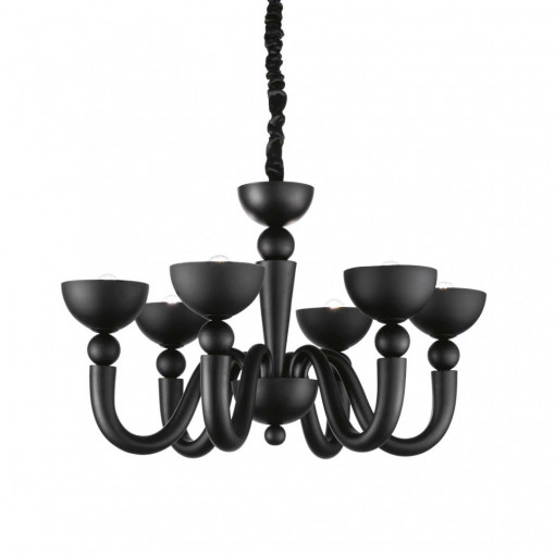Candelabru BON BON SP6, metal, textil, negru, 6 becuri, dulie E14, 140339, Ideal Lux