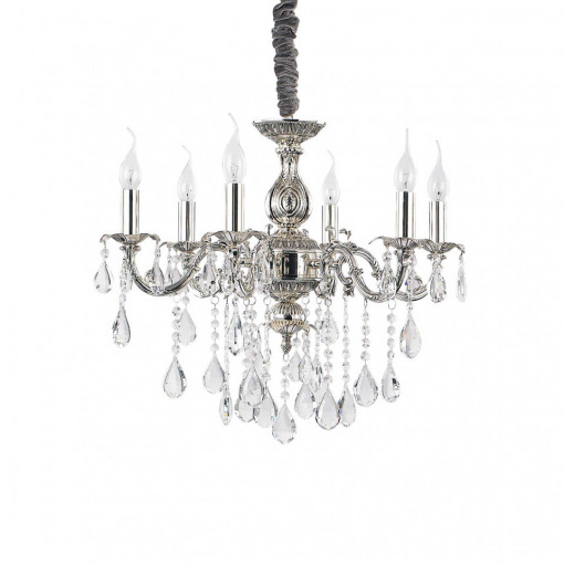 Candelabru Impero 002408, 6xE14, crom+transparent, IP20, Ideal Lux