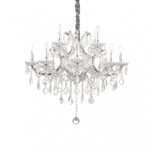 Candelabru NAPOLEON SP12, metal, cristale, crom, 12 becuri, dulie E14, 167251, Ideal lux