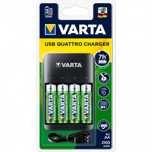 CHARGEUR 5H 4 PILES + 4 AA NiMH 2100mAh VARTA / MEGA-PILES