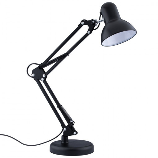 Lampa de birou Lena, corp din metal negru, flexibil, prindere clema sau picior, dulie E27(max60W), MasterLED