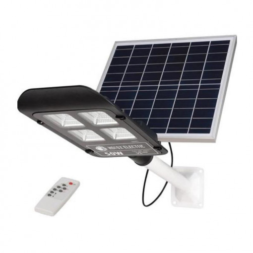 Lampa stradala LED 100W cu panou solar, telecomanda si suport de prindere incluse, lumina rece(6400 K)