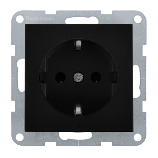 Priza simpla cu impamantare 16A, IP20, Negru, Panasonic Karre Plus 55