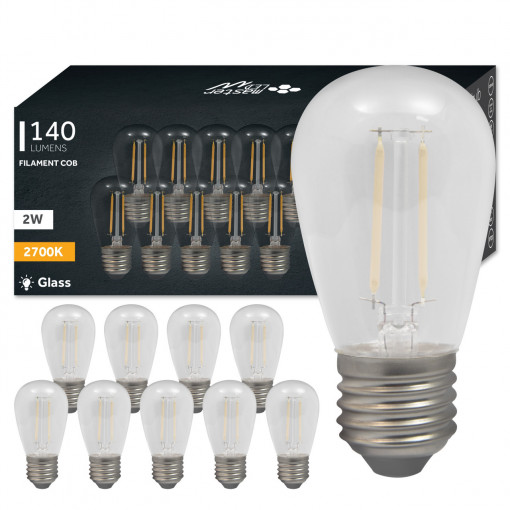 Set 10 becuri LED Vintage Masterled, 2W(20W), E27, 160lm, lumina calda (2700K), clasa energetica F