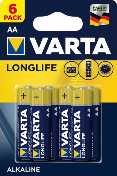 Set 6 baterii R6 AA Alkaline, Varta Longlife