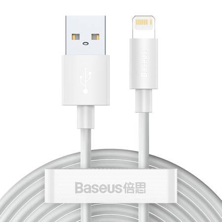 Set cablu de date Simple Wisdom USB la Lightning 2,4A, 2 bucăți/set, 1,5 m alb