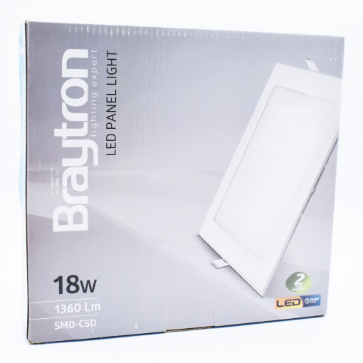 Spot LED BP02-31830, patrat, incastrat, 18W, 1360lm, lumina rece, IP20, alb, Braytron