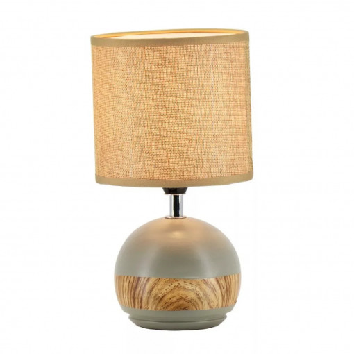 Veioza Kharim, 1 bec, dulie E14, cu intrerupator, alba, maro, gri, ceramica, textil, Klausen [1]- savelectro.ro