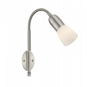 Aplice, Aplica Cathy 5453-1W, cu intrerupator, 1xE14, nichel+alba mata, IP20, Globo - savelectro.ro