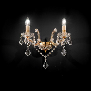 Aplica FLORIAN AP2, metal, cristale, auriu, 2 becuri, dulie E14, 035659, Ideal Lux [1]- savelectro.ro