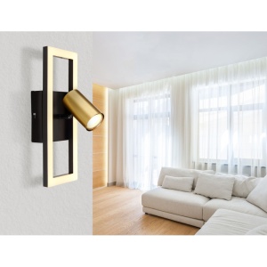 Aplica LED+1xGU10 Marrie 12W, 700 lm, lumina calda (3000 K), IP20, neagra mat+alama, Globo Lighting [6]- savelectro.ro