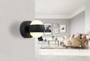 Aplica LED rotunda Randi, 1.4W, 90 lm, lumina calda (3000 K), IP20, negru mat/opal, Globo Lighting [9]- savelectro.ro