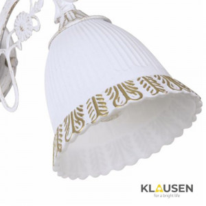 Aplica Merida, 1 bec, dulie E27, cu intrerupator, alba, aurie, metal, sticla, lemn, Klausen [2]- savelectro.ro